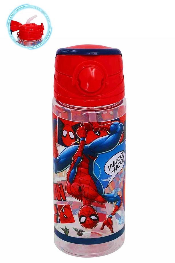 Kırmızı Whoo Spiderman Suluk 500 Ml - Çocuk Suluk, Matara, Pipetli Suluk Örümcek Adam Suluk - 1