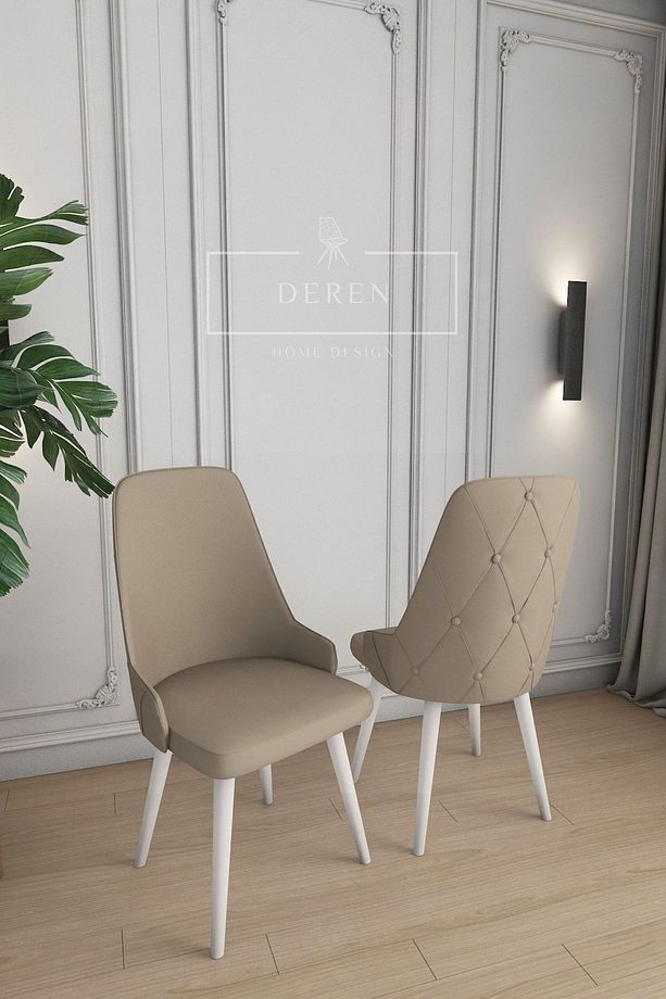 Luna Serisi, 80x132 Açılabilir Mdf Mutfak Ve Yemek Masası Takımı 6 Adet Cappucino Sandalye - 2