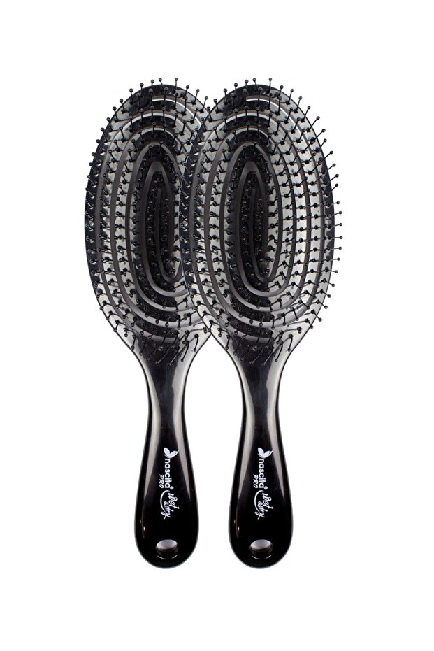 Pro Wet Dry 3D Flexible Hair Brush Black 2 Pieces