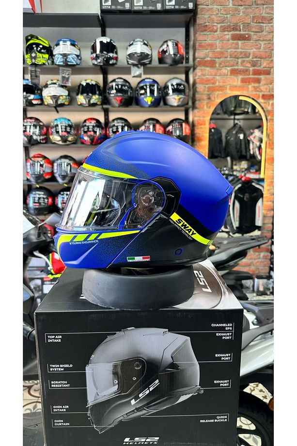 SW 917 STARS Matt Blue Black Çene Açılır Kask - 1