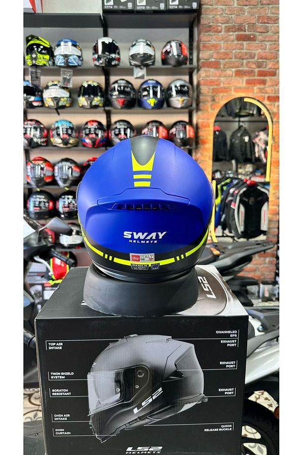 SW 917 STARS Matt Blue Black Çene Açılır Kask - 5