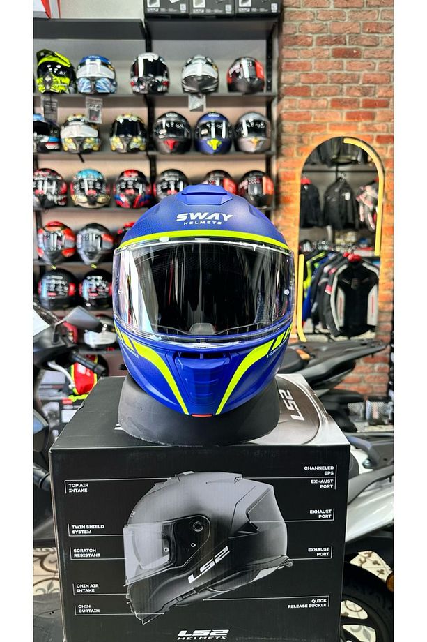 SW 917 STARS Matt Blue Black Çene Açılır Kask - 4
