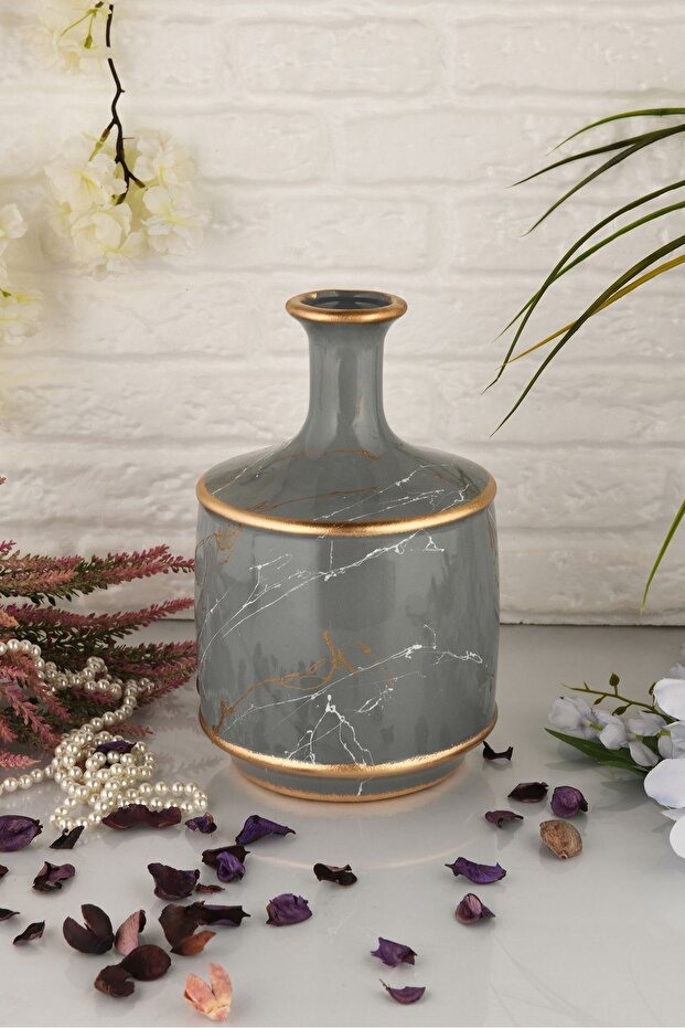 AngDesign Datça Seramik Vazo  Gri - 7