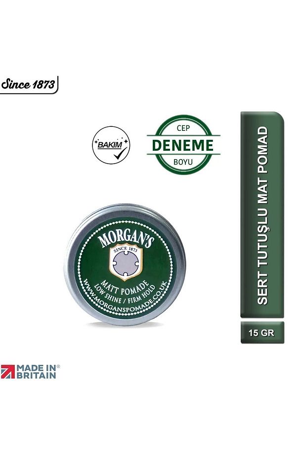 Morgan's Low Shine Matt Pomade - Sert Tutuş, Mat Pomad 15 ml (GREEN LABEL) - (DENEME CEP BOY) - 1