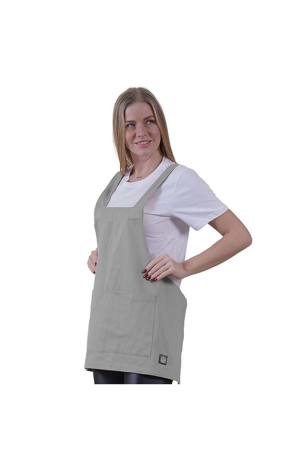 Gri Çift Cepli Basic Çok Amaçlı Önlük Apron Şef Barista Ressam İşçi  Mutfak Önlüğü - 4