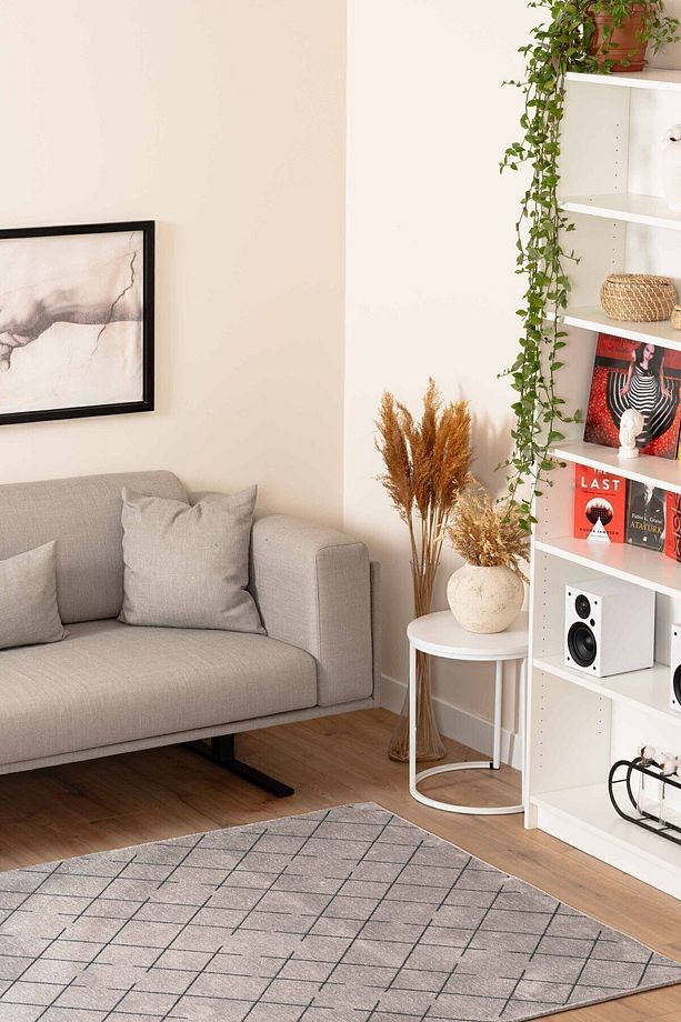 Moreno Viskon Dokuma Halı Kaymaz Taban Yıkanabilir Gri Salon Halısı 1150 - 6