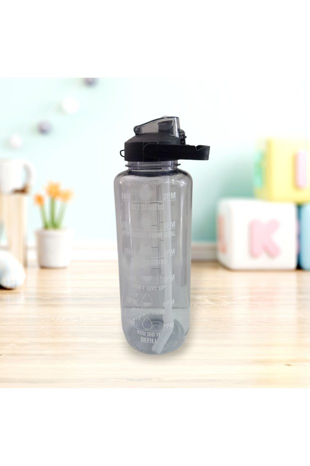 Motivational Transparent Sports Water Bottle with Straw 1500 ml