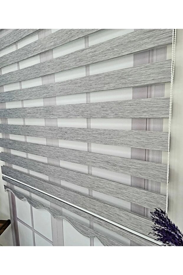 GRİ ZEBRA PERDE ETEK DİLİMLİ - 3