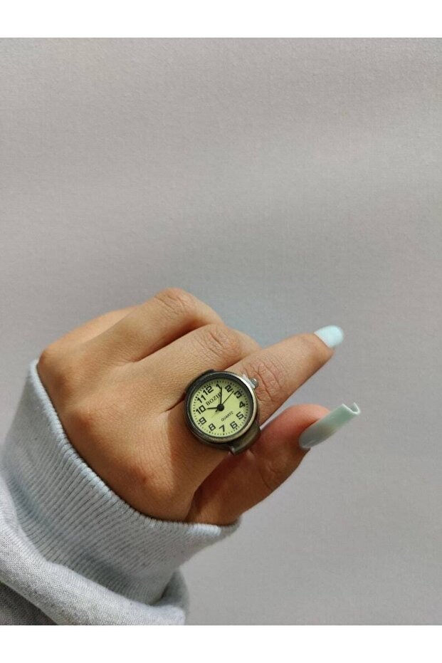 خاتم ساعة صغير بأرقام رومانية، ساعة إصبع، ساعة حلقة صغيرة - 2