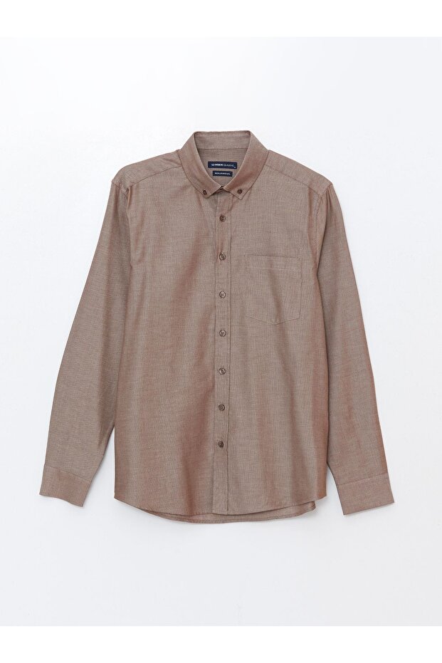 Regular Fit Uzun Kollu Poplin Erkek Gömlek - 1