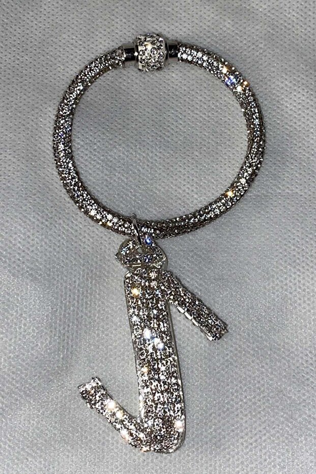 Letter I Stoned Bracelet Keychain