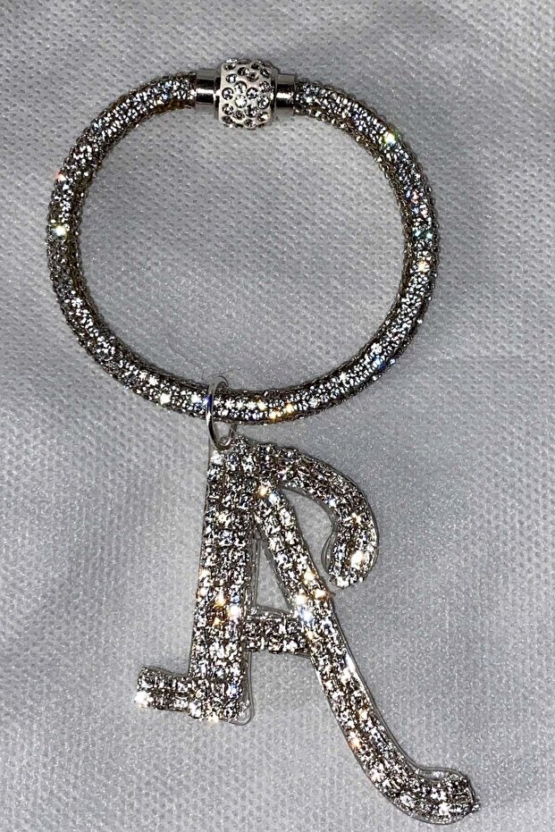 Stone Bracelet Keychain with Letter a