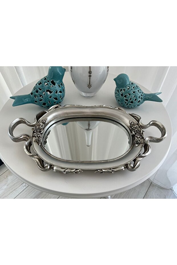 Stylish Carved Gift Mirrored Classic Presentation Tray