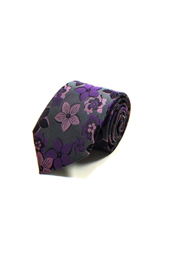Gray Lilac Flower Pattern Tie - 2