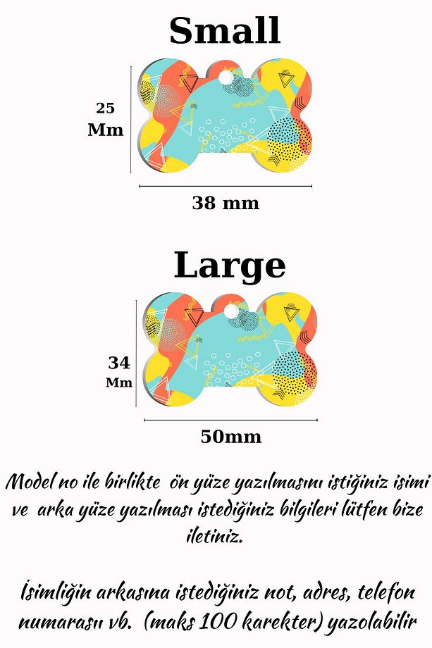 Köpek isimlik Tasmaya Takılabilir Kemik Şeklinde Künye Desenli Köpek isimliği isimli köpek tasması - 6