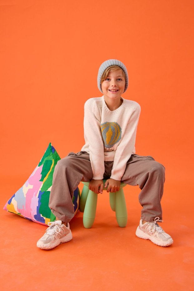 Children's Crew Neck Knitwear Sweater - Ecru Sweater