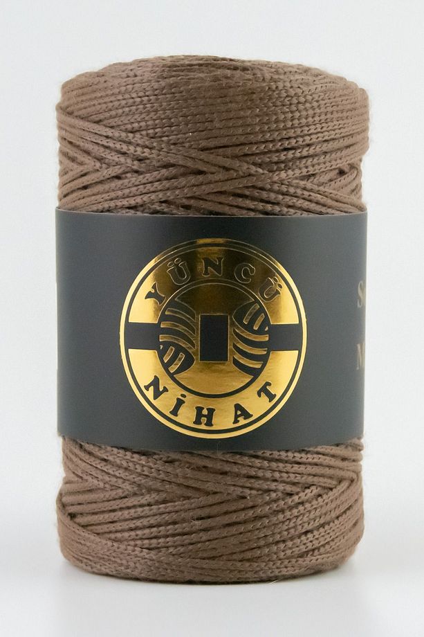200 gr - 200 Mt - 2.5 Mm Polyester Makrome Ipi Kahverengi (181) Çanta Ipi Supla Ipi Örgü Ipi - 1
