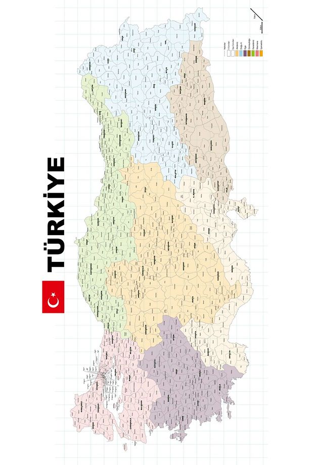 Türkiye il ve İlçe Haritası, Yapışkansız Kendiliğinden Tutunan Statik Sihirli Akıllı Kağıt, Harita - 3