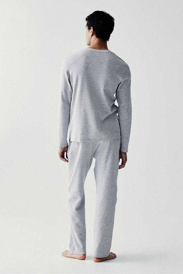 Regular Fit Petek Dokulu Pijama Takımı - 5