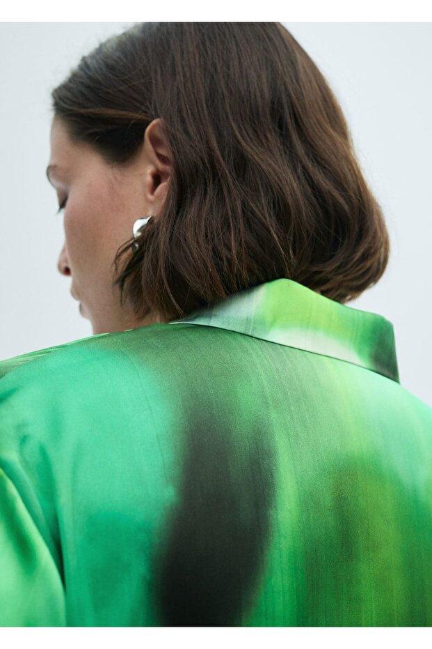 Desenli saten gömlek - 8