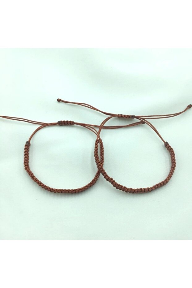 Double Macrame Braided Adjustable Brown Bracelet