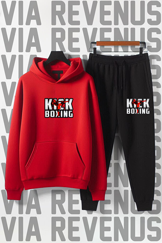 Kick Boxing Printed Unisex Wide Fit Soft Fabric Hooded Tracksuit Set