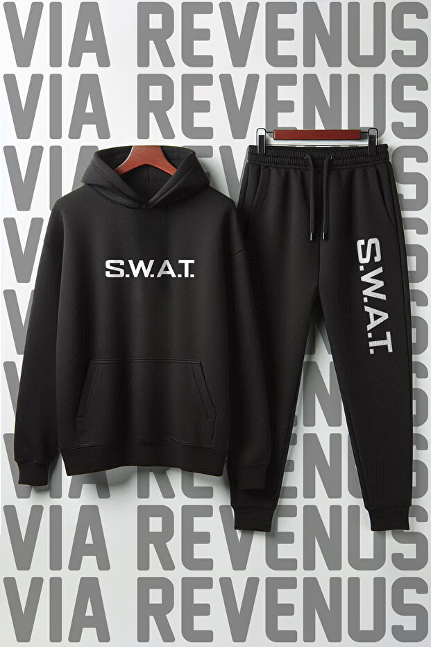S.W.A.T. Printed Unisex Wide Fit Soft Fabric Hooded Tracksuit Set