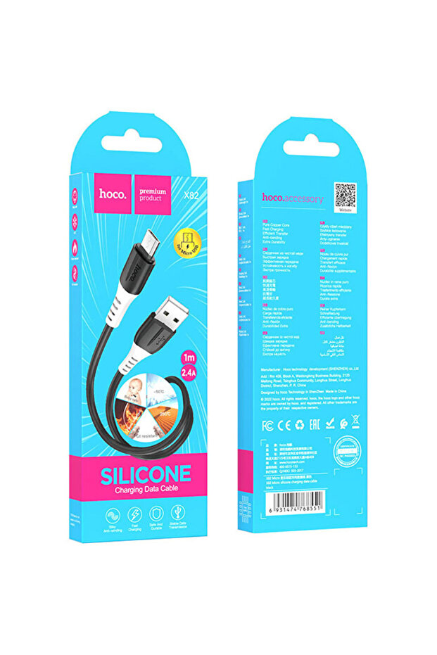 X82 Micro Usb To Usb 2.4a Silikon Data Ve Şarj Kablosu - 5