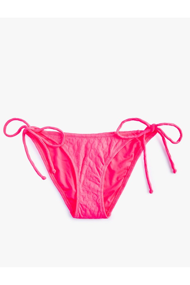 Floral Textured Bikini Bottom Normal Waist Tie Detail