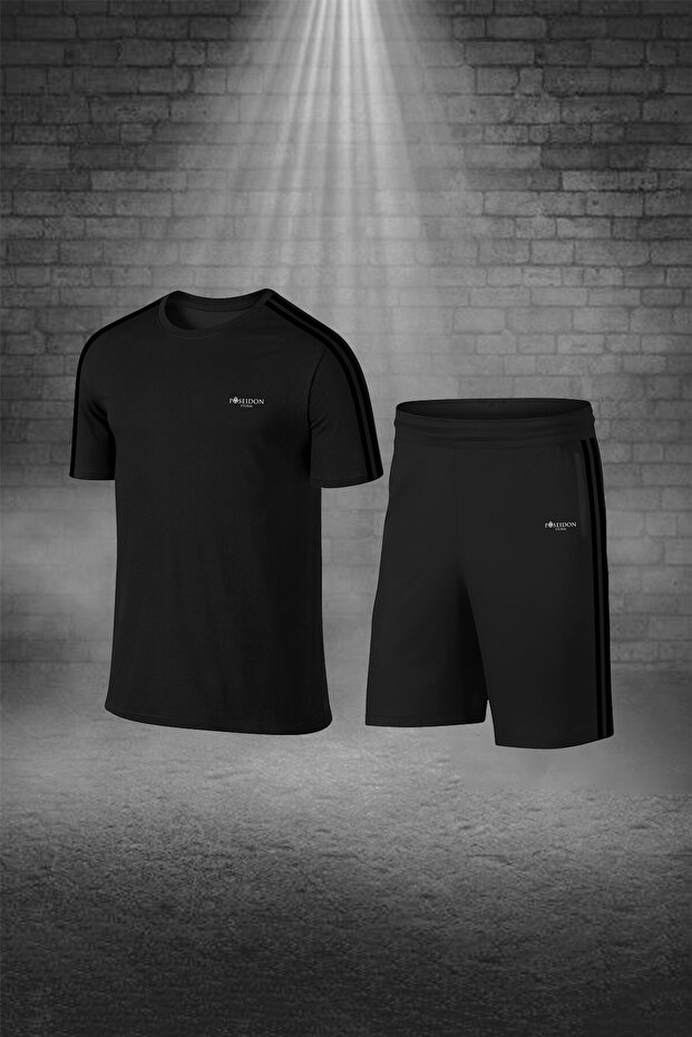 Over Size Men's Black Dri-Fit Comfortable T-Shirt Shorts Set with Pockets for Walking and Running (4XL -10Xl)