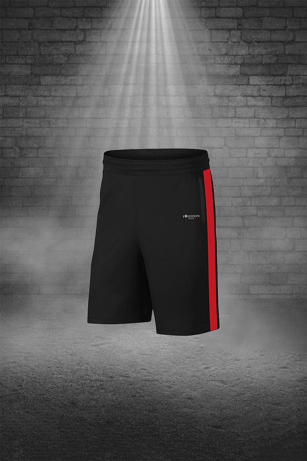 Over Size Erkek Kırmızı Dri-fit Kumaş Baskısız Bisiklet Yaka Kısa Kol Konforlu Alt Üst Takım Şort Ti - 3