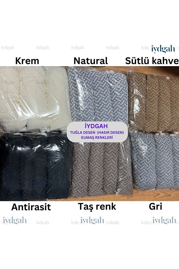 Tuğla Desen Kaliteli Büyük Oval Sandalye Kılıfı, Sandalye Örtüsü, Hasır Desen, Lastikli 1 Adet Taş - 6