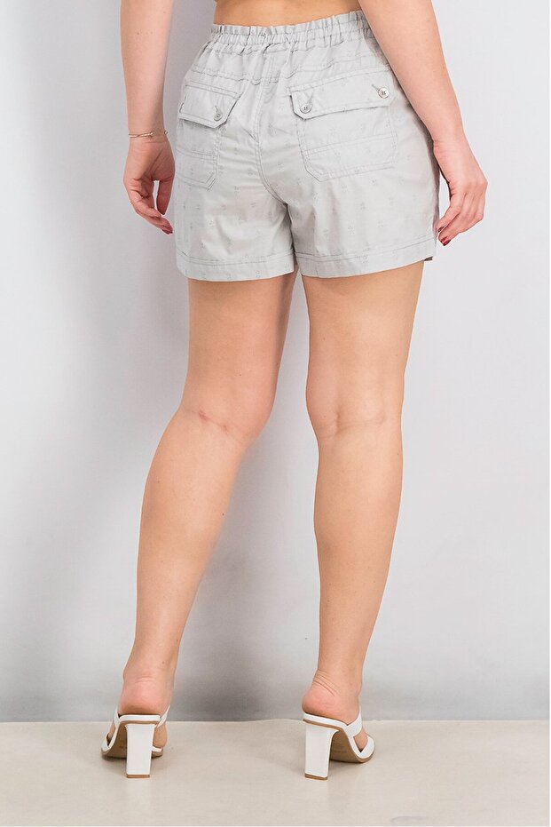 Women Printed Drawstring Basic Shorts, Cloudy Grey - 4