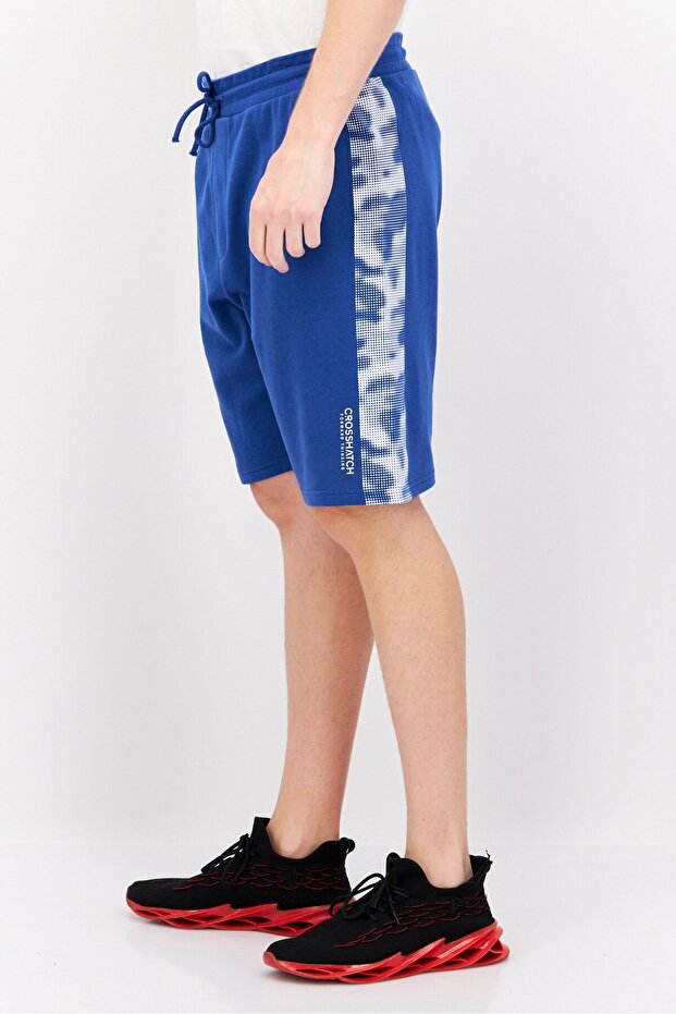 شورت رجالي أساسي بشعار العلامة التجارية برباط، أزرق - 4