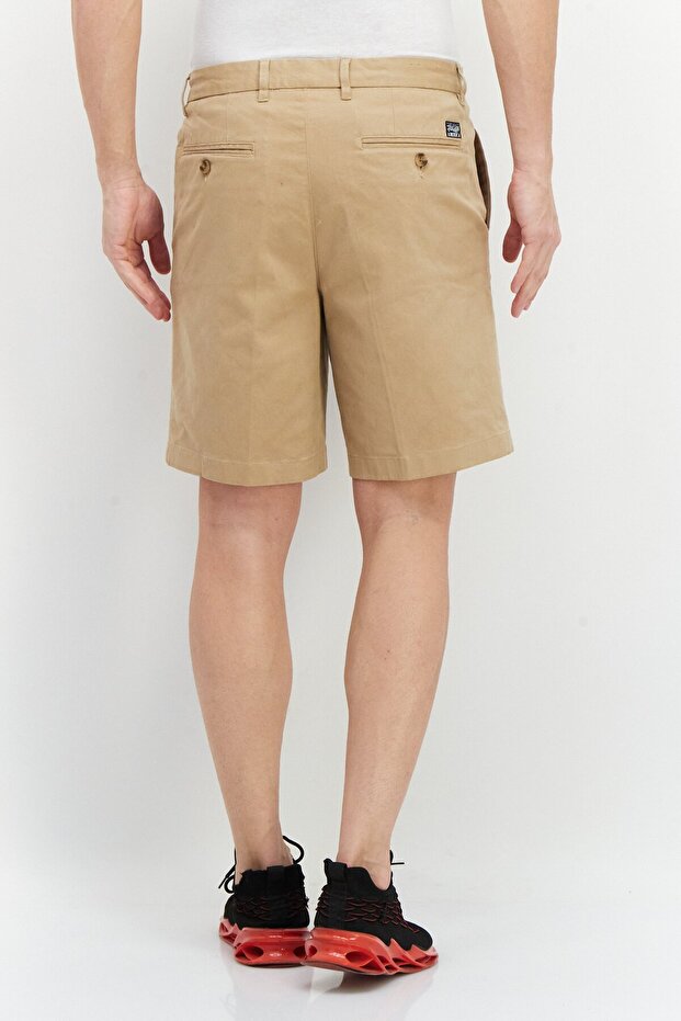 Men Solid Basic Short, Tan - 3