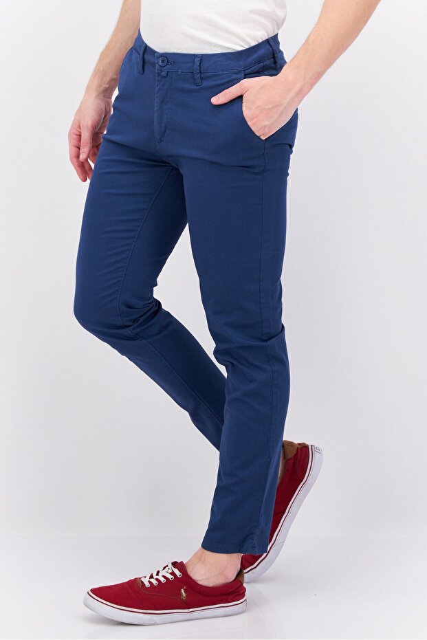 بنطال تشينو سادة بقصّة عادية للرجال، أزرق - 2