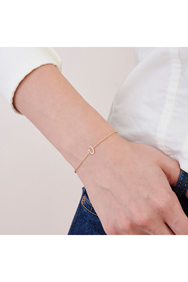 Altın U Harfi Bileklik - 4