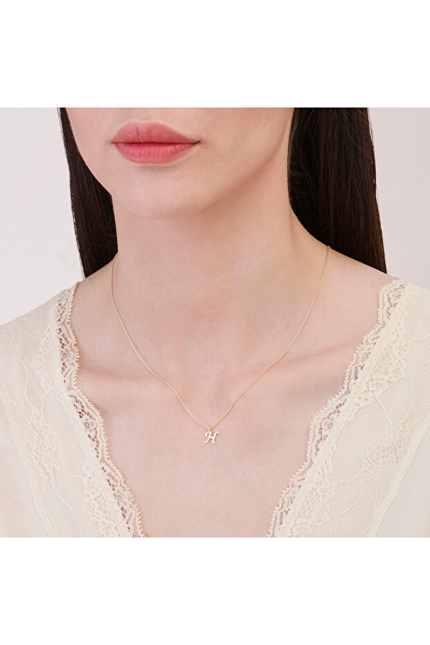 Altın H Harfi Kolye - 4