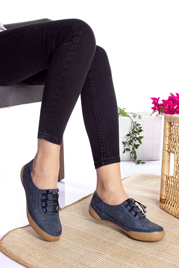 Kadın Mavi Bağcıklı Casual Ayakkabı - 3