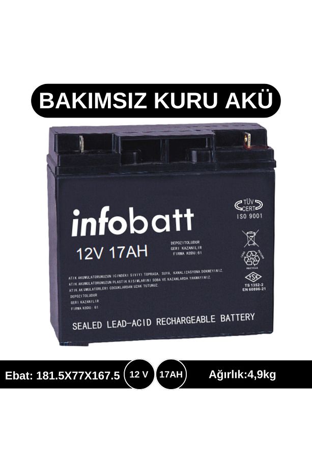 12v 17ah Kuru Akü - Bakımsız Agm Tip Akü - 1