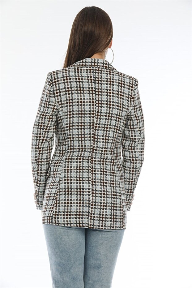 Düğmeli Mavi Ceket - 4