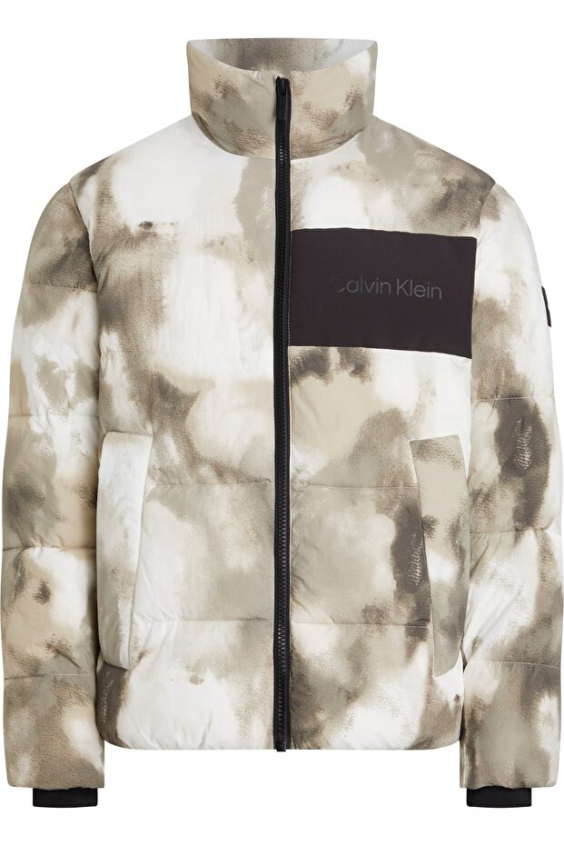 Erkek Crinkle Nylon Quilt Puffer Ceket - 1