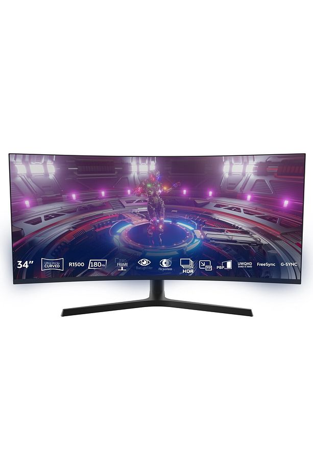 Vision Tg-uwqhd34c-180 34" 180hz 1ms Freesync Gsync Uwqhd (HDMI 2XDP) Va Frameless Curved Gami - 1