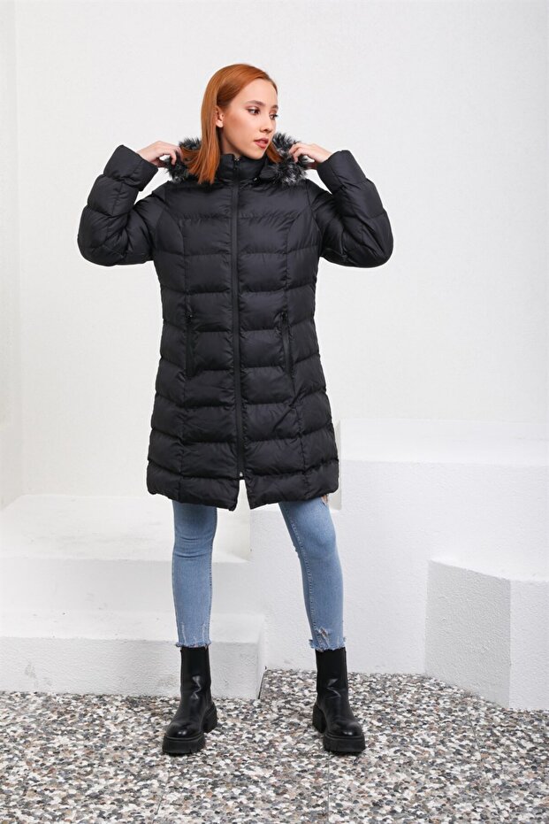 Siyah Şişme Mont - 6