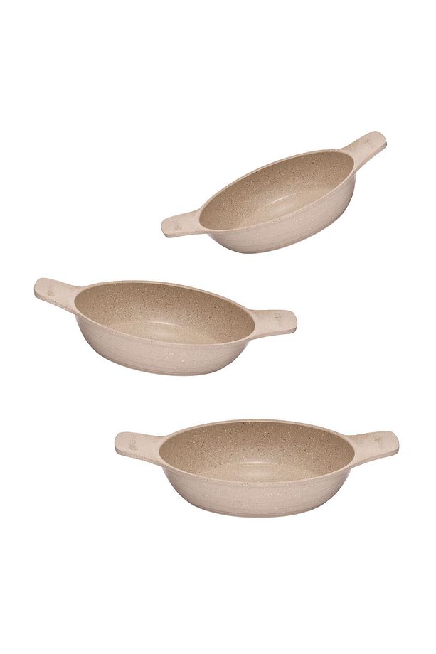 | Güveç Sahan Set | Döküm Kendinden Saplı | 3 Parça | Vizon | 18cm-20cm-22cm - 2
