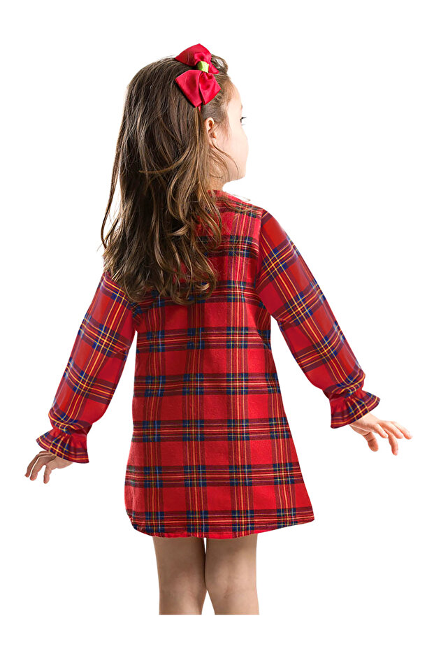 Rot kariertes Kätzchen-Mädchenkleid - 2