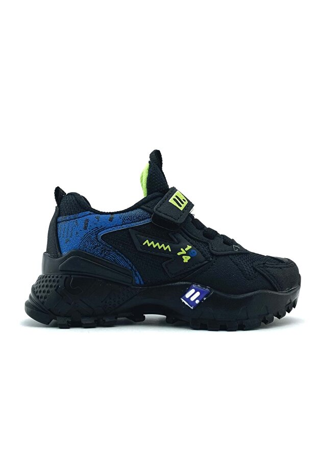 Snap Fastener Black Blue Boys' Sports Shoes Black