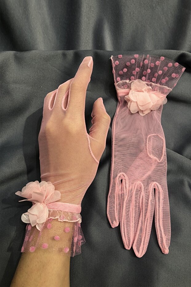 Pink Polka Dot Gloves - 4