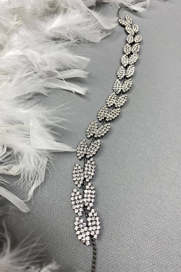 Anthracite Smoked Bella Leaf Pattern Hair Accessory