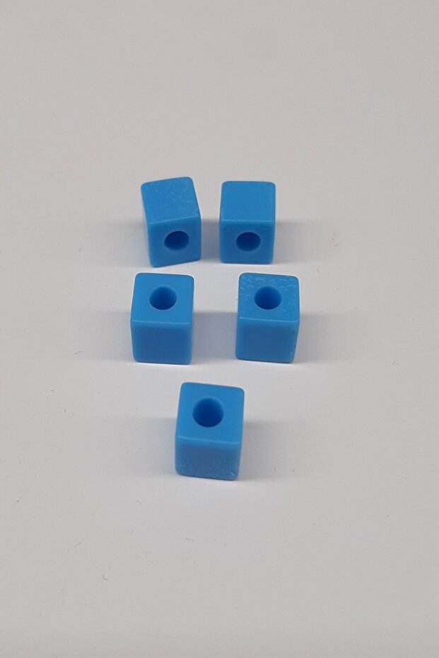 Light Blue Plastic Cube Beads - 1